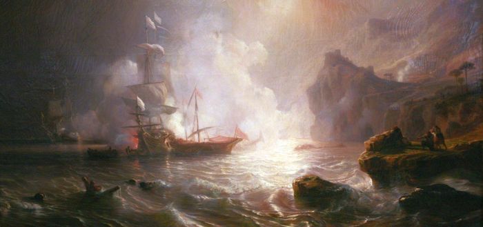 Théodore_Gudin-Combat_d'un_vaisseau_français_et_de_deux_galères_barbaresques_mg_5061
