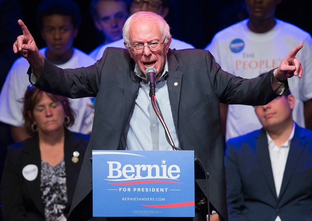 CHICAGO, IL - AUGUST 17: Democratic presidential candidate U.S. Sen. Bernie Sanders (I-VT) speaks to supporters gathered for a meet-and-greet fundraising reception at the Park West on August 17, 2015 in Chicago, Illinois. Sanders' visit to Chicago follows a campaign trip to Iowa. (Photo by Scott Olson/Getty Images)