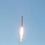 An Iranian Emad rocket is launched as it is tested at an undisclosed location