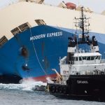 Cargo “Modern Express ” le Lundi 01 Fevrier 2016 au large des côtes françaises.